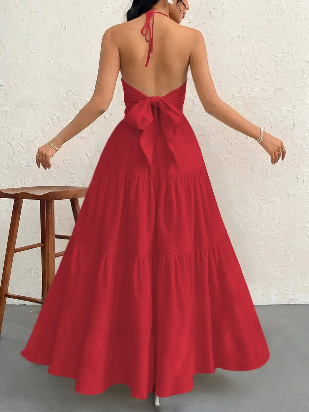 Vestido Halter Midi Escalonado
